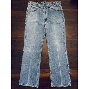 Vintage 80s Levis 517 Orange Tab Distressed Bootcut Made In USA Blue Jeans 34x30